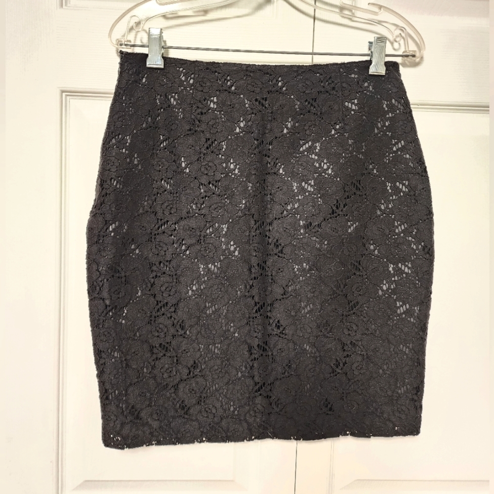 Black Lace Pencil Skirt Size 6 Alfred Sung